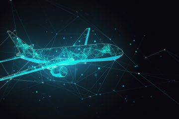 Abstract,Polygonal,Airplane,On,Black,Background.,Ai,And,Teamwork,Concept.