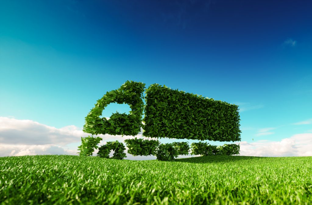 Eco,Friendly,Transportation,Concept.,3d,Rendering,Of,Green,Green,Truck
