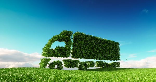 Eco,Friendly,Transportation,Concept.,3d,Rendering,Of,Green,Green,Truck